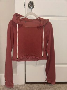 Gymshark x Whitney Simmons- Cropped Hoodie - Rosewood with White Drawcords